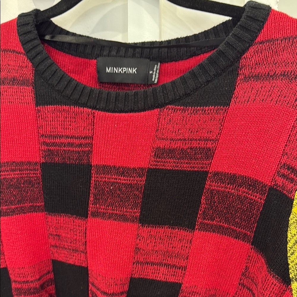 Minkpink Primary Multicolor Checkered Sweater - Picture 2 of 7